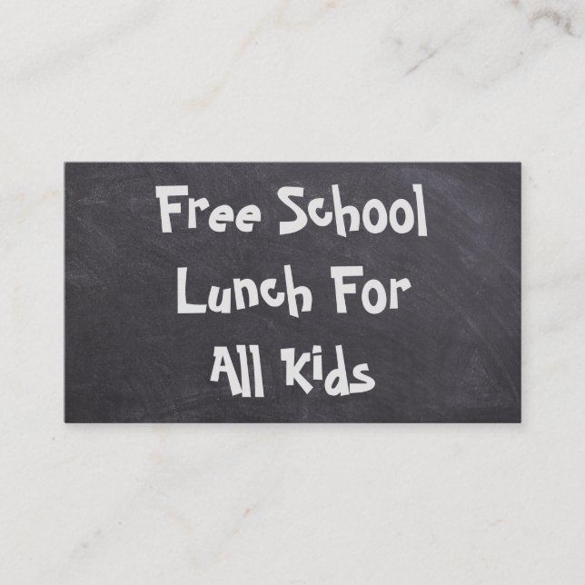 Tarjeta De Visita Almuerzo Escolar Gratuito Para Todos Los Niños (Anverso)