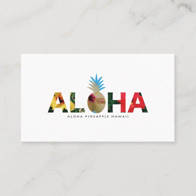 Tarjeta De Visita Aloha and pineapple　Hibiscus pictures (Anverso)