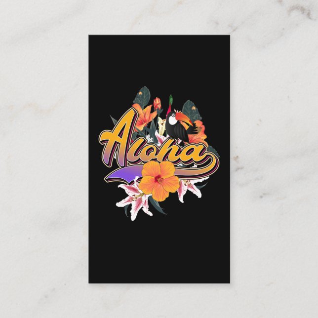 Tarjeta De Visita Aloha Hawaii Flores Hawaii Toucan Hawái (Anverso)