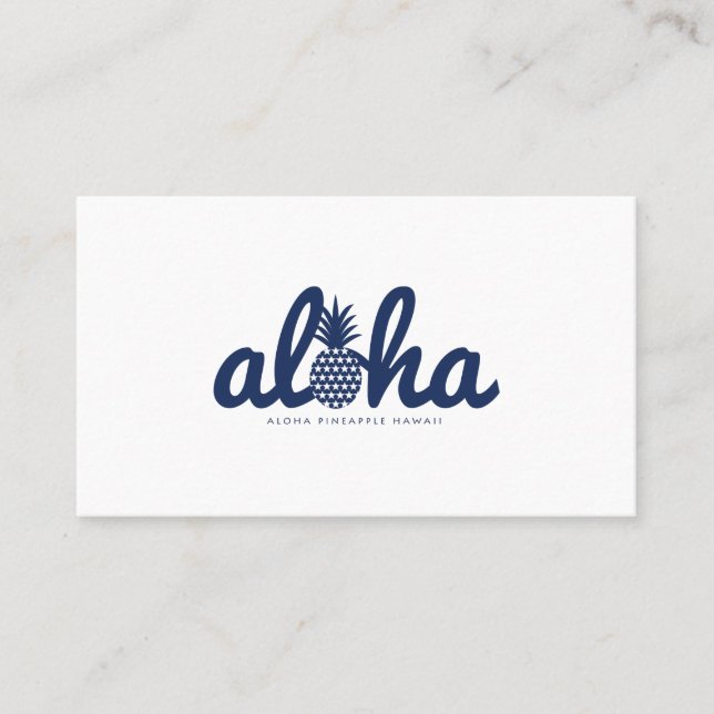 Tarjeta De Visita Aloha pineapple LogoColor-Navy (Anverso)