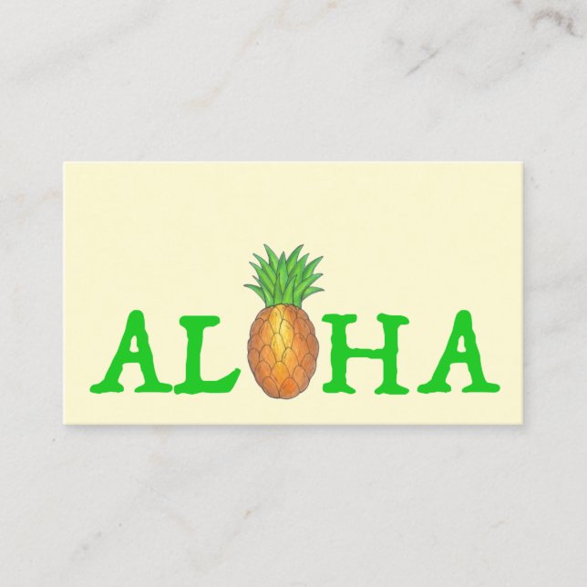 Tarjeta De Visita ALOHA Tropical Hawaii Island Pineapple Travel (Anverso)