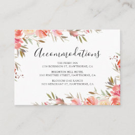 Tarjeta De Visita Alojamiento de hotel de boda floral rosa