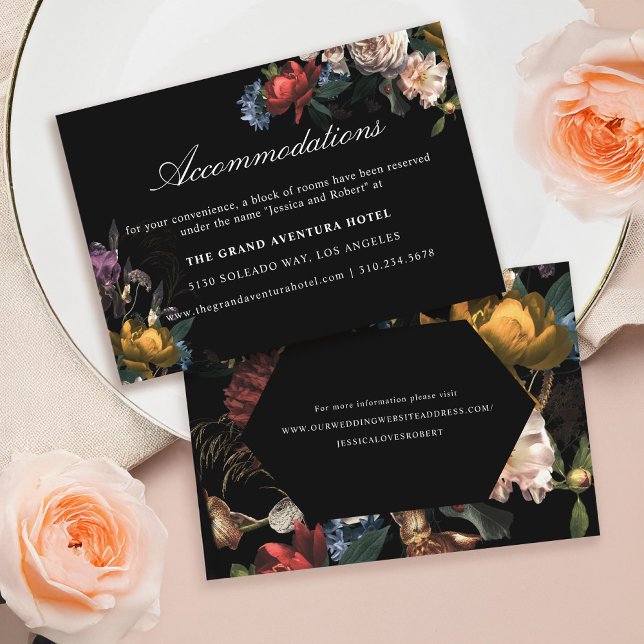 Tarjeta De Visita Alojamiento de pintura romántica floral oscuro (Subido por el creador)