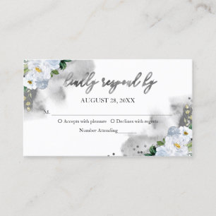 Tarjeta De Visita Alojamiento Dulce 16 Blue Watercolor Floral RSVP