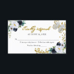 Tarjeta De Visita Alojamiento RSVP de mariposa floral azul dulce de<br><div class="desc">Adorable, azul marino y dorado floral, dulce tarjeta de respuesta de 16 cumpleaños. Fácil de personalizar con tus detalles. Por favor, contacte conmigo a través del chat si tiene preguntas sobre el trabajo artístico o necesita personalización. Compruebe la colección para ver más elementos. NOTA: Para obtener ayuda sobre pedidos, envío,...</div>