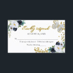 Tarjeta De Visita Alojamiento RSVP de mariposa floral azul dulce de<br><div class="desc">Adorable, azul marino y dorado floral, dulce tarjeta de respuesta de 16 cumpleaños. Fácil de personalizar con tus detalles. Por favor, contacte conmigo a través del chat si tiene preguntas sobre el trabajo artístico o necesita personalización. Compruebe la colección para ver más elementos. NOTA: Para obtener ayuda sobre pedidos, envío,...</div>