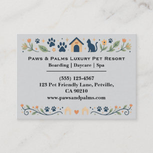 Tarjeta De Visita Alojamiento y Guardería para Mascotas Floral Elega