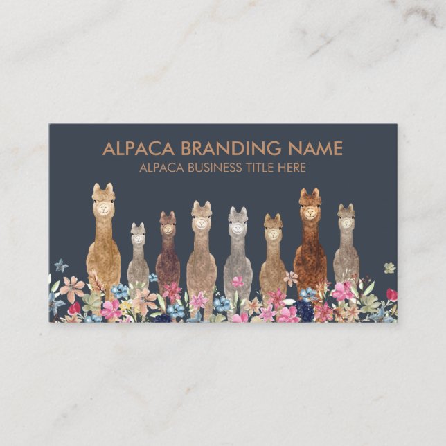 Tarjeta De Visita Alpaca Azul Marino (Anverso)