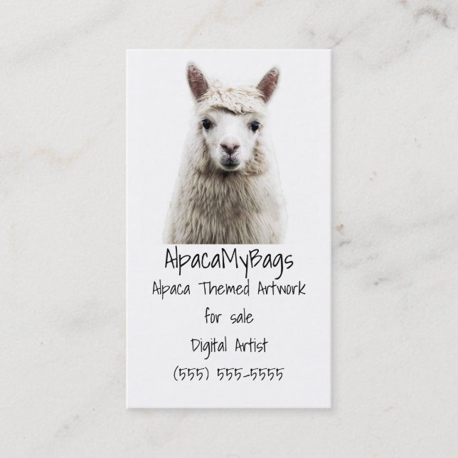 Tarjeta De Visita Alpaca blanca (Anverso)