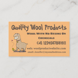 Tarjeta De Visita Alpaca feliz con personalizado de mariposa