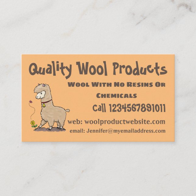 Tarjeta De Visita Alpaca feliz con personalizado de mariposa (Anverso)