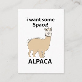 Tarjeta De Visita Alpaca quiero algo de espacio divertida Alpaca