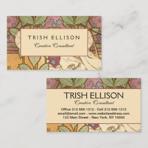Tarjeta De Visita Alphonse Mucha Estrellas Elegantes Art Nouveau Cam