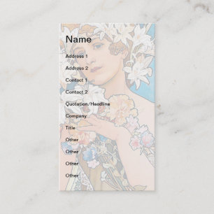 Tarjeta De Visita Alphonse Mucha - Flor - Art Nouveau retro