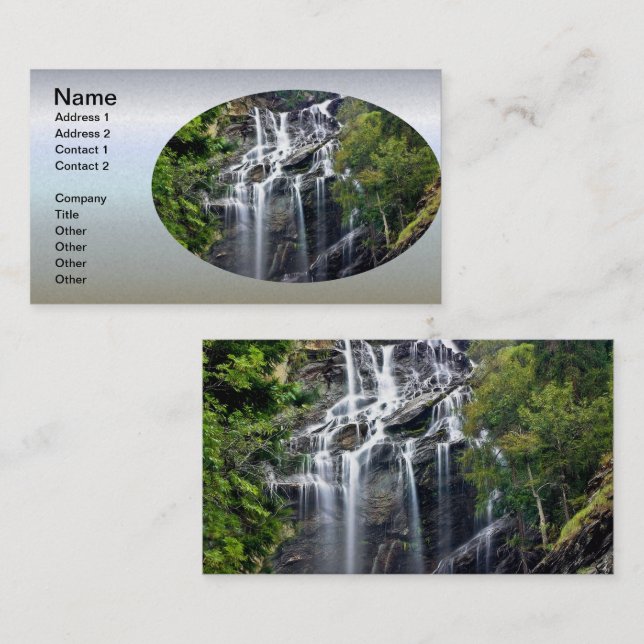 Tarjeta De Visita Alps Mountain Top Waterfall (Anverso / Reverso)