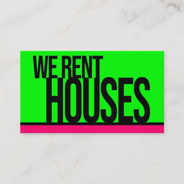 Tarjeta De Visita Alquilamos Casas Hot Green Hot Pink (Anverso)