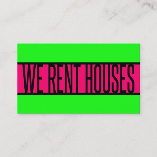Tarjeta De Visita ALQUILAMOS CASAS Neon Green Hot Pink (Anverso)