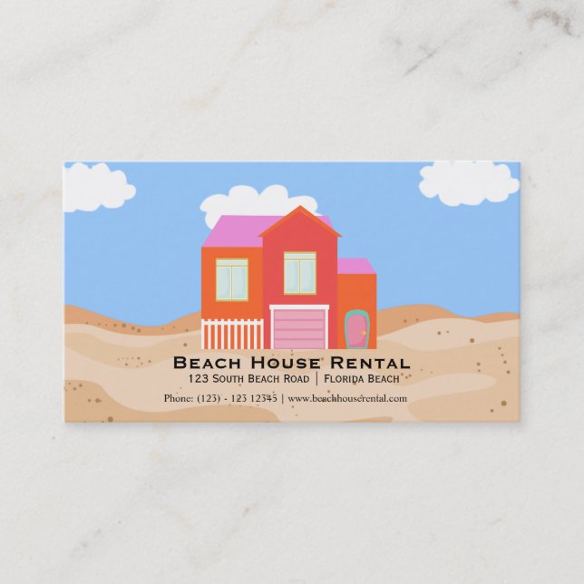 Tarjeta De Visita Alquiler de Beach House (Anverso)