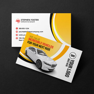 Tarjeta De Visita Alquiler de coche profesional amarillo automóvil