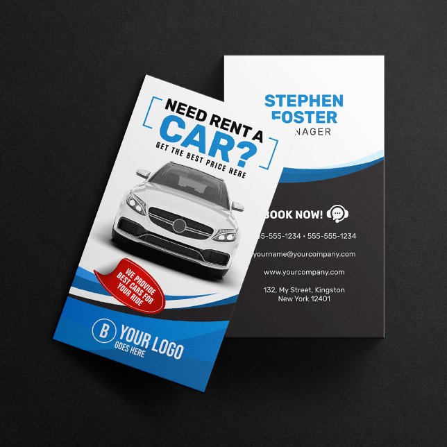 Tarjeta De Visita Alquiler de coches Blue Modern (Subido por el creador)