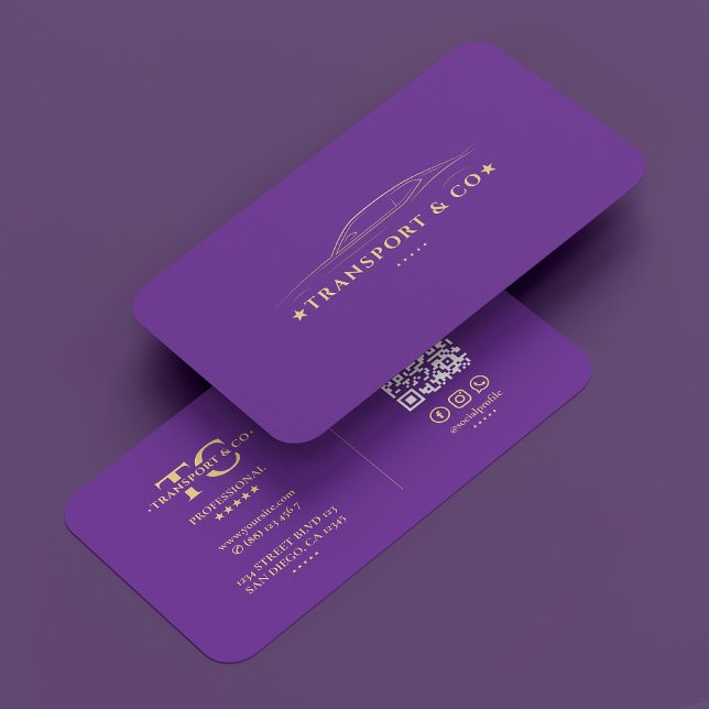 Tarjeta De Visita Alquiler de coches Chauffeur Royal Purple Moderno (Transport Car Driver Company Royal Purple Modern Business Card
)