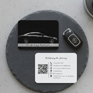 Tarjeta De Visita Alquiler de Coches de Lujo en Blanco y Negro Moder