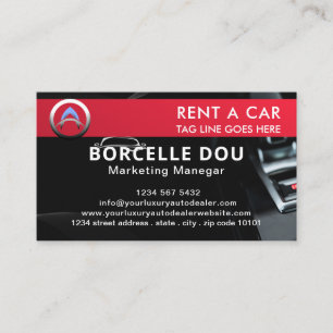 Tarjeta De Visita Alquiler de coches modernos   Monograma negro y ro