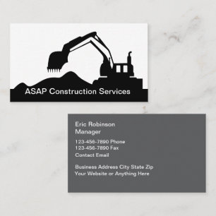 Tarjeta De Visita Alquiler de Equipos de Construcción Tema de Excava
