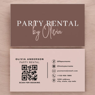Tarjeta De Visita Alquiler de fiesta con código QR de terracota mode