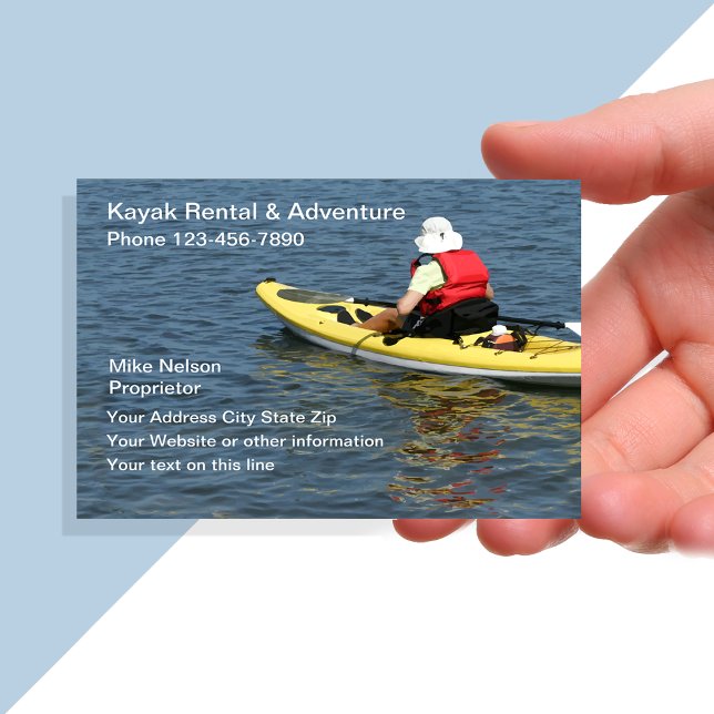 Tarjeta De Visita Alquiler de Kayak y aventura al aire libre (Subido por el creador)