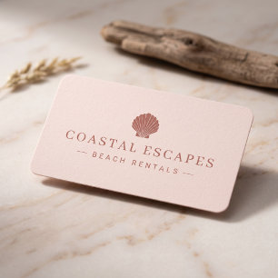 Tarjeta De Visita Alquiler de playa costera minimalista