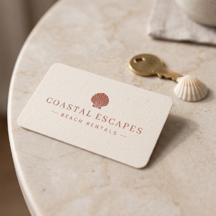 Tarjeta De Visita Alquiler de playa costera minimalista