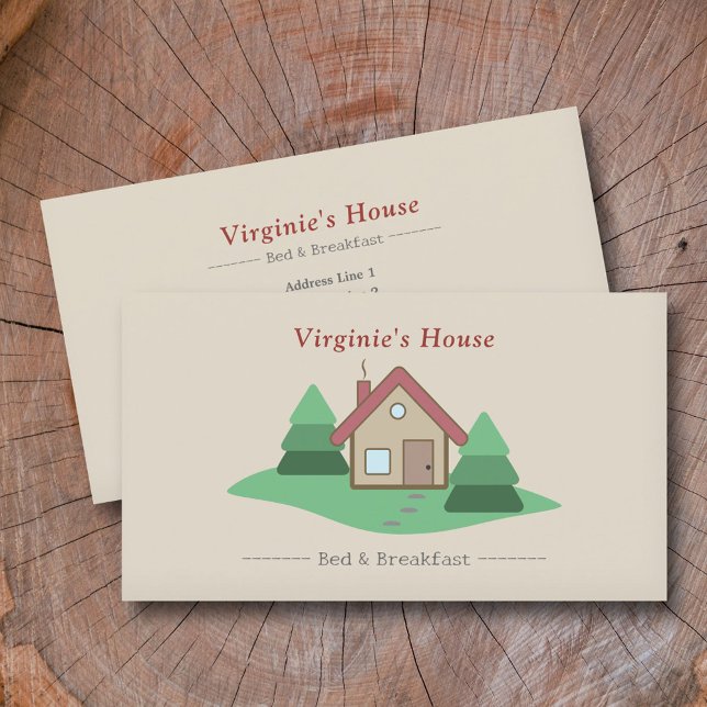 Tarjeta De Visita Alquiler de vacaciones, alojamiento y desayuno (Vacation Rental, Bed & Breakfast Business Card)