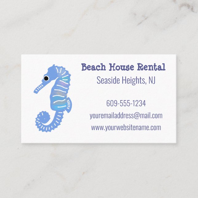 Tarjeta De Visita Alquiler de vacaciones de Seahorse Beach House (Anverso)
