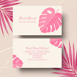 Tarjeta De Visita Alquiler de vacaciones en playa tropical rosa