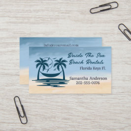 Tarjeta De Visita Alquiler de vacaciones QR Code Beach Palm Tree