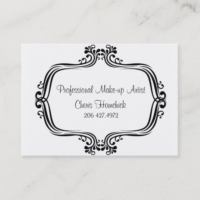 Tarjeta De Visita Alquileres, artista de maquillaje, Cheris Homchick (Anverso)