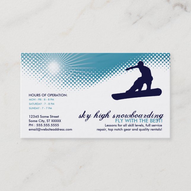 Tarjeta De Visita alta snowboard (Anverso)