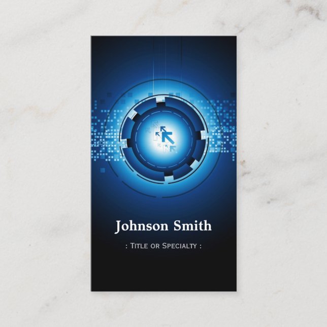 Tarjeta De Visita Alta tecnología moderna azul oscuro (Anverso)
