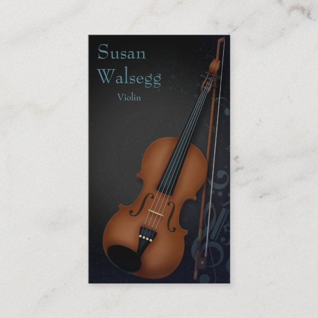 Tarjeta De Visita Alto Bohème Violinista Negro (Anverso)