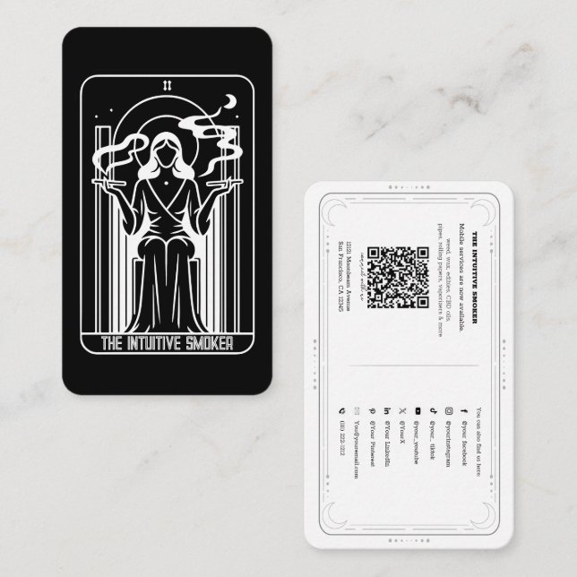 Tarjeta De Visita Altos sacerdotes Tarot Malezas Fumar (Anverso / Reverso)