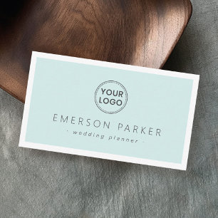Tarjeta De Visita Aluminio azul blanco blanco moderno minimalista a