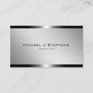 Tarjeta De Visita Aluminio cepillado moderno con bandas de metal gri