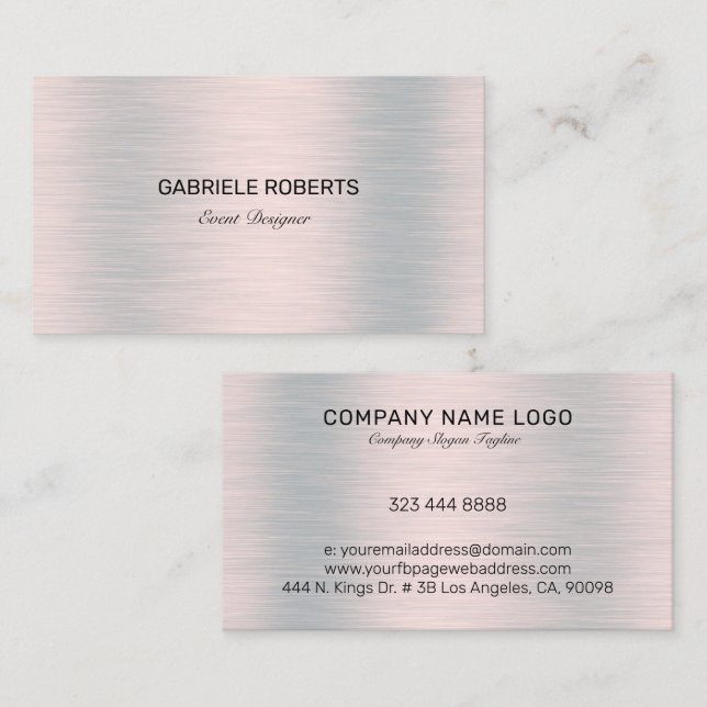 Tarjeta De Visita Aluminio de imitación gris plateado (Anverso / Reverso)