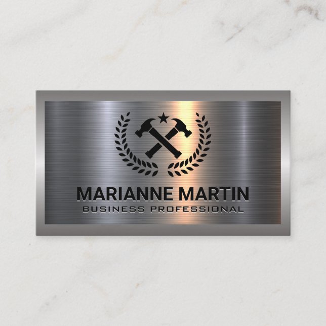Tarjeta De Visita Aluminio metalizado | Logotipo de martillo cruzado (Anverso)