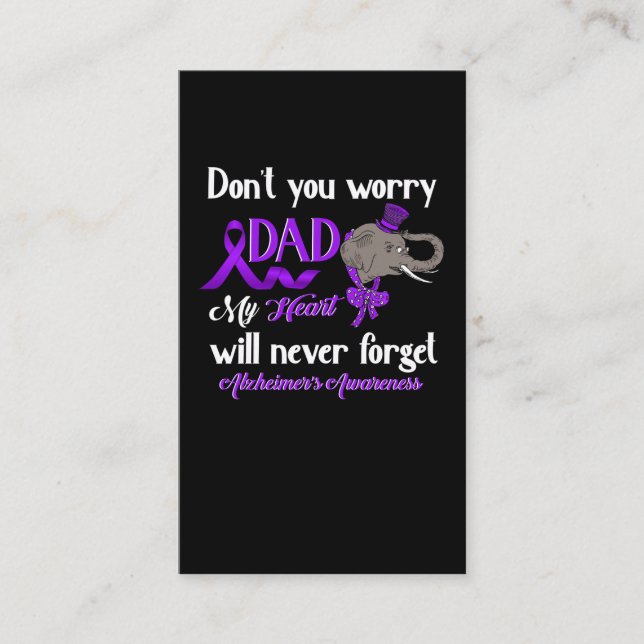 Tarjeta De Visita Alzheimer Awareness Dad Elefant Family Support (Anverso)