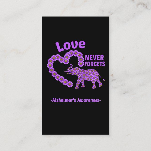 Tarjeta De Visita Alzheimer Conciencia Elefant Love Daisy Heart (Anverso)