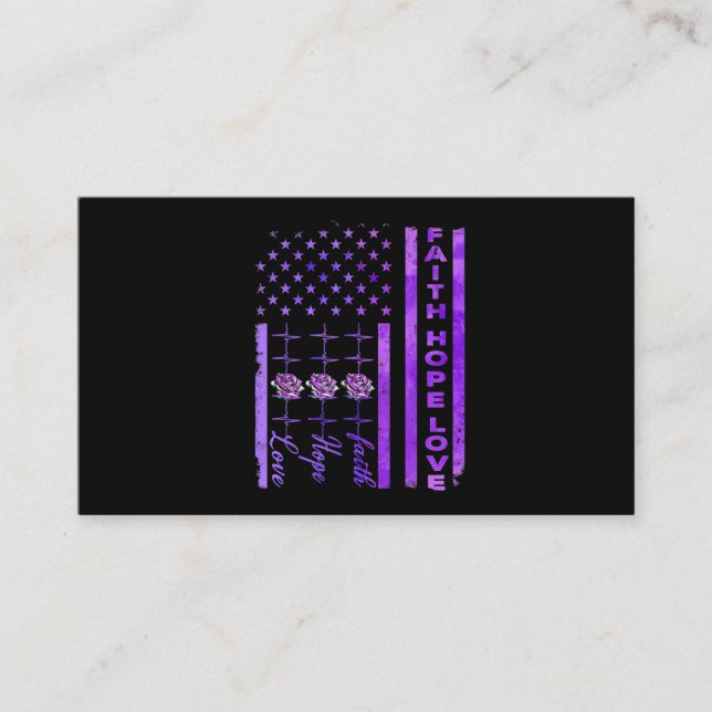 Tarjeta De Visita Alzheimers Conciencia Fe Esperanza Amor Púrpura (Anverso)