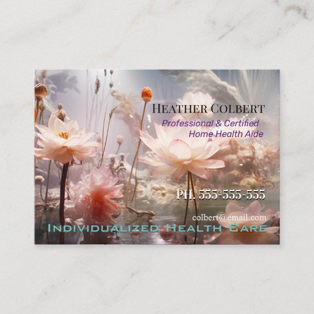 Tarjeta De Visita Amable y alegre cuidador profesional de Lotus (Anverso)