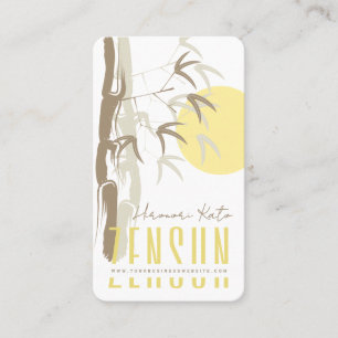 Tarjeta De Visita Amanecer Amarillo Zen Hojas de Bambú Oriental Asiá